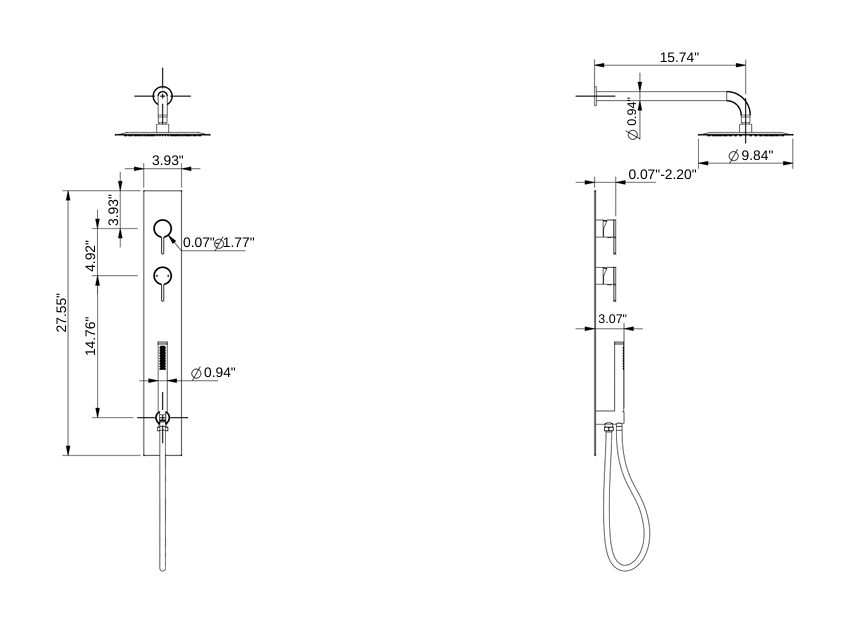 YC-81102 – Premium Shower System - Dual Function Shower Set