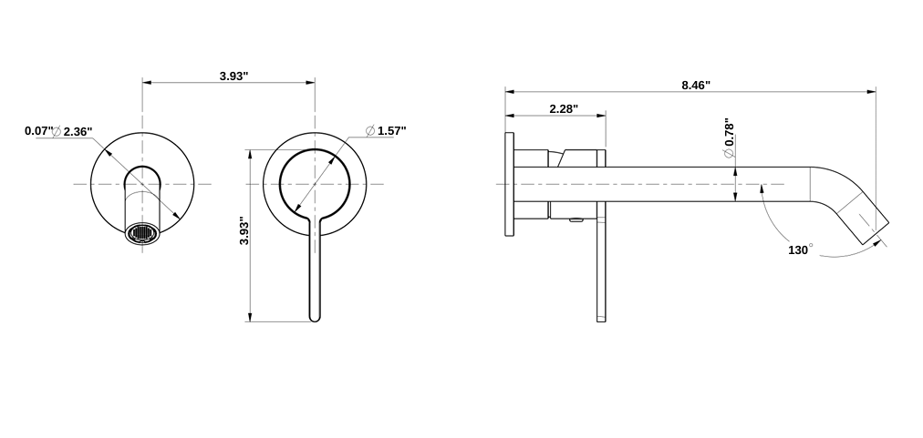 YC-81106 – Modern Wall-Mount Tub Filler