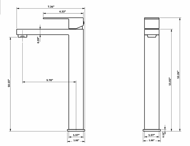 YC-8141 Elegant Vanity Faucet – Minimalist Tall Square Bathroom Design