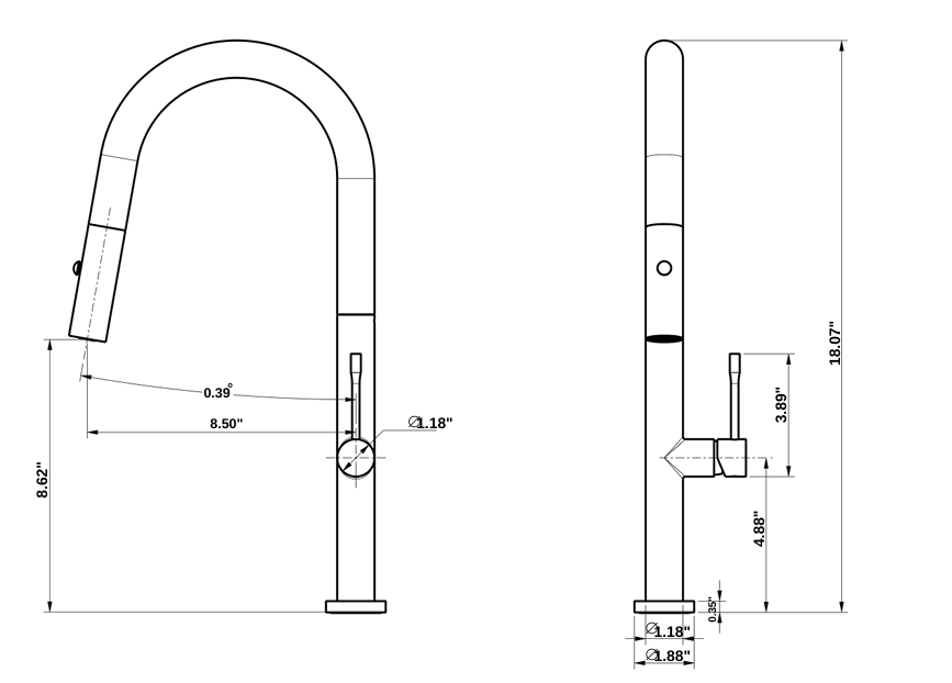 CAMILLA SERIES – KITCHEN FAUCET, A SMOOTH PULL DOWN DESIGN WITH A SOFT, ELEGANT CURVE.