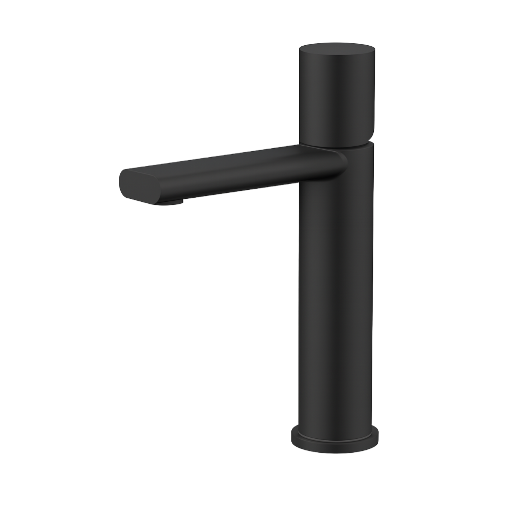 LIVIA SERIES – bathroom faucet with a cylindrical body and clean horizontal spout for a sleek modern aesthetic