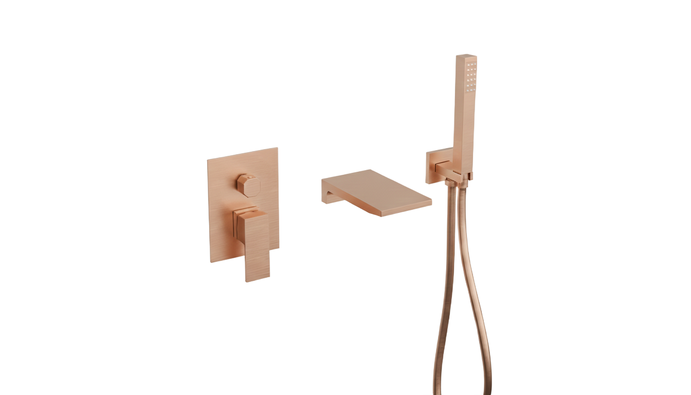 FRANCESCA SERIES – WALL MOUNT TUB FILLER WITH HAND SPRAYER, ARCHITECTURAL DESIGN FOR MODERN BATH