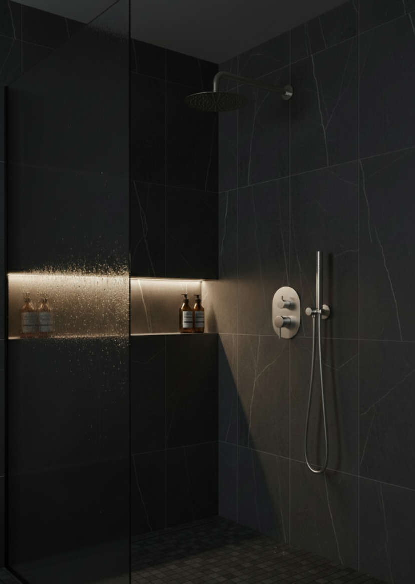 YC-81114 Contemporary Shower Set – Rain Shower Head with Handheld Sprayer and Mixer Valve