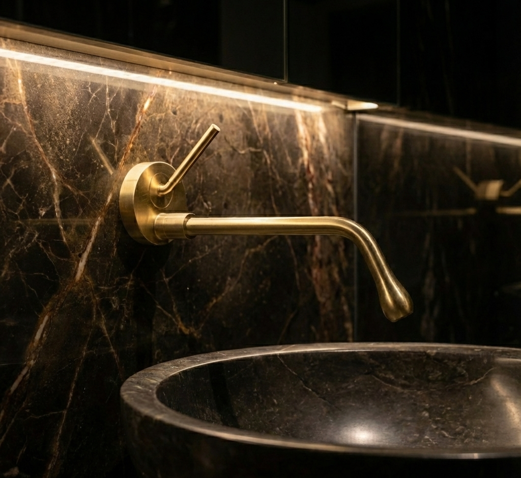 AURORA SERIES – WALL MOUNT BATHROOM MIXER, STREAMLINED FORM DESIGNED FOR SMOOTH BASIN AND TUB USE